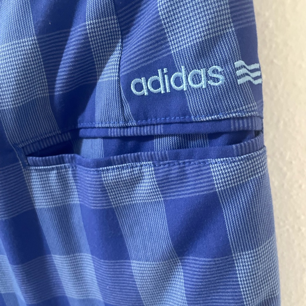 ADIDAS Mens Bermuda Blue Check Logo Size 38 Golf shorts NWOT - Picture 5 of 6